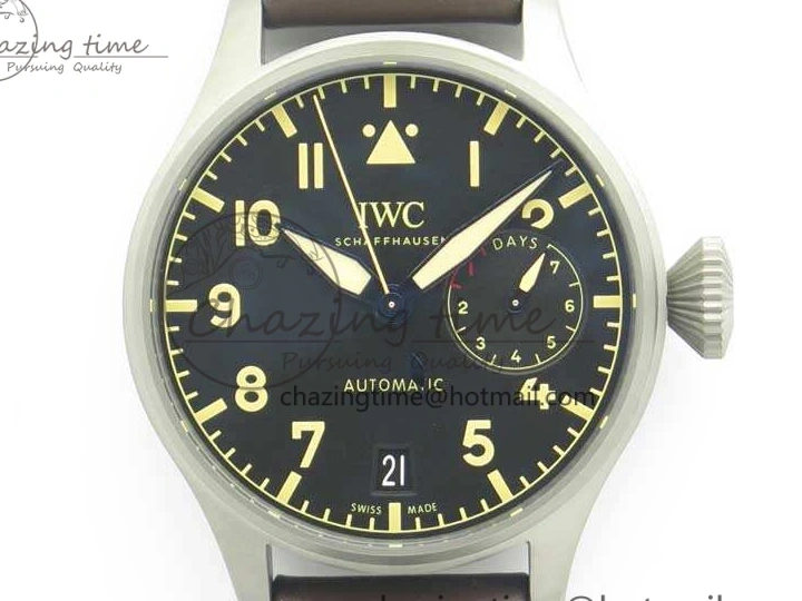 MIROTIME 0228 Big Pilot IW501004 Titanium ZF 1:1 Best Edition Black Dial On Brown Leather Strap A ZeroBulk 7212